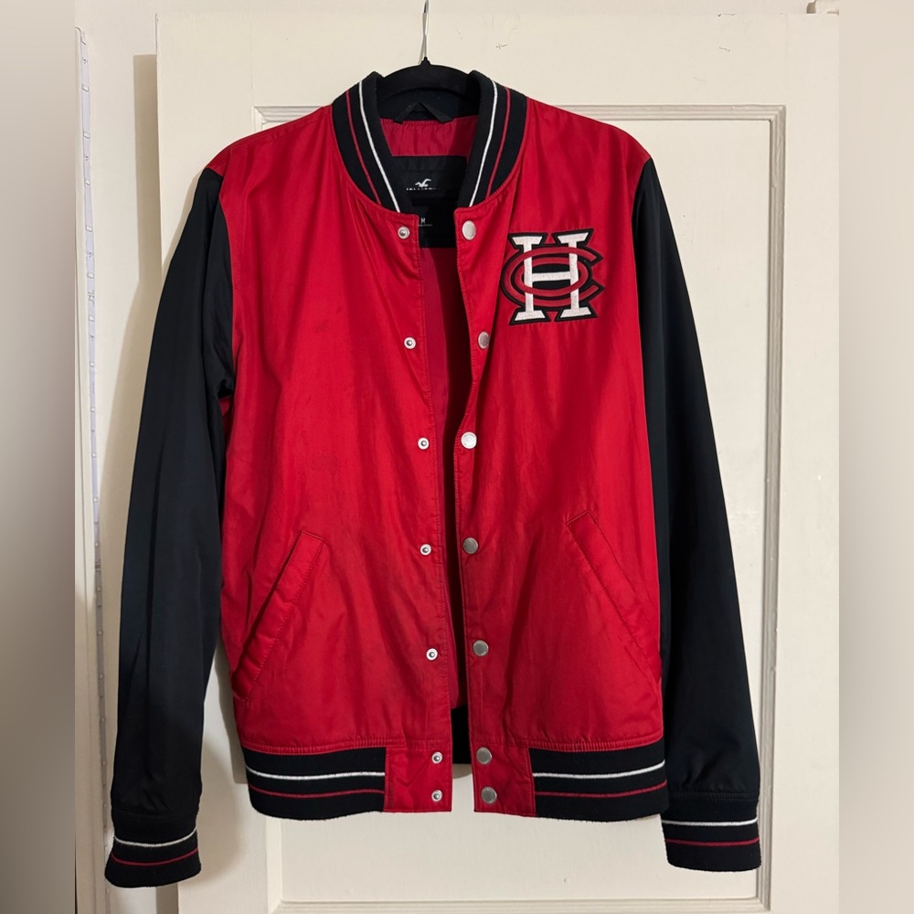 Hollister Vibrant Red Jacket with Black Trim